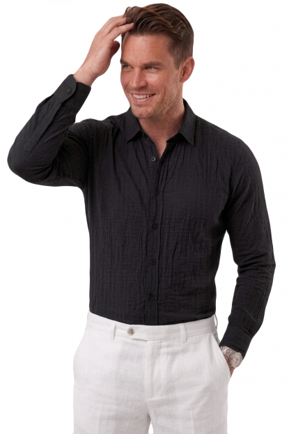 DeepSEA Modal Kumaş Likralı Rahat Kalıp Kırışmayan Ütü Gerektirmeyen Erkek Gömlek 2602607