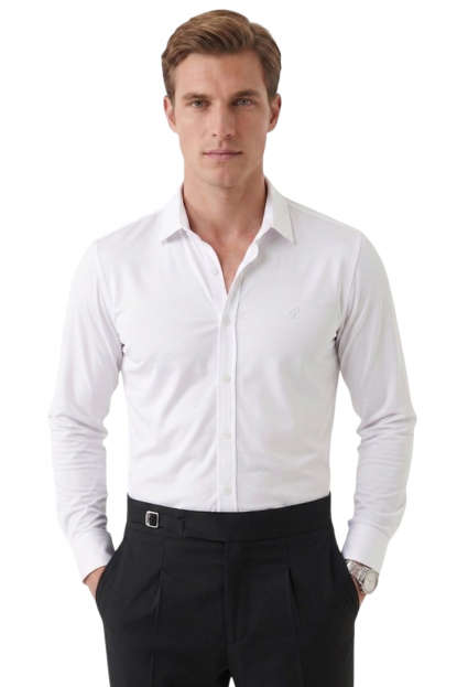 DeepSEA Modal Kumaş Likralı Rahat Kalıp Kırışmayan Ütü Gerektirmeyen Erkek Gömlek 2602610