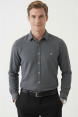 DeepSEA Erkek Hakim Yaka Ütü Gerektirmeyen Rahat Kalıp Kırışık Kumaş Viskon Gömlek 2602630