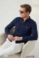 DeepSEA Erkek Hakim Yaka Ütü Gerektirmeyen Rahat Kalıp Kırışık Kumaş Viskon Gömlek 2602630