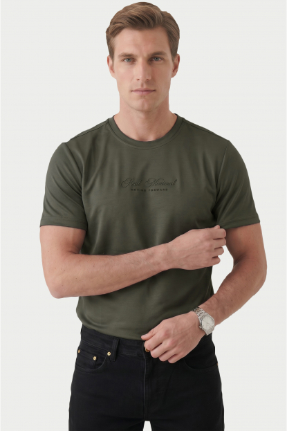 DeepSEA Dar Kesim Pamuklu Tişört Slim Fit Nefes Alan Yumuşak Dokulu Tişört 2604355