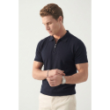 DeepSEA Slim Fit Nefes Alan Pamuklu Polo Yaka Tişört Dar Kesim Örme Kumaş Tişört 2505030