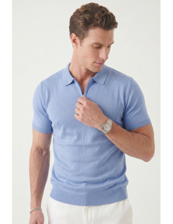 DeepSEA Slim Fit Nefes Alan Pamuklu Polo Yaka Tişört Dar Kesim Örme Kumaş Tişört 2505030 2