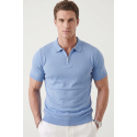 DeepSEA Slim Fit Nefes Alan Pamuklu Polo Yaka Tişört Dar Kesim Örme Kumaş Tişört 2505030