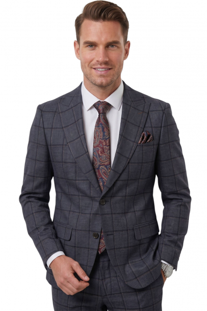 DeepSEA Slim Fit Kesim Çift Düğme Çift Yırtmaç 2 Li Takım Elbise 2601812
