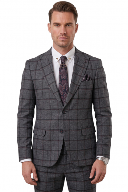 DeepSEA Slim Fit Kesim Çift Düğme Çift Yırtmaç 2 Li Takım Elbise 2601812