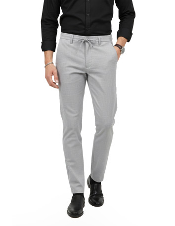 DeepSEA Erkek Likralı Gofre Kumaş Beli Lastikli İpli Slim Fit Günlük Pantolon 2600572