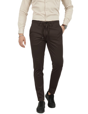 DeepSEA Erkek Likralı Gofre Kumaş Beli Lastikli İpli Slim Fit Günlük Pantolon 2600572