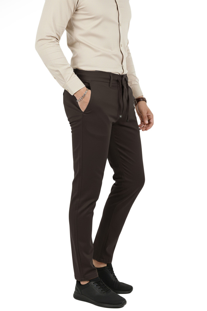 DeepSEA Erkek Likralı Gofre Kumaş Beli Lastikli İpli Slim Fit Günlük Pantolon 2600572 2