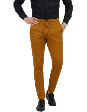 DeepSEA Erkek Likralı Gofre Kumaş Beli Lastikli İpli Slim Fit Günlük Pantolon 2600572