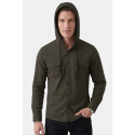 DeepSEA Kapüşonlu Cepli Slim Fit Likralı Kot Gömlek 2300396