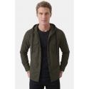 DeepSEA Kapüşonlu Cepli Slim Fit Likralı Kot Gömlek 2300396