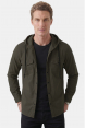 DeepSEA Kapüşonlu Cepli Slim Fit Likralı Kot Gömlek 2300396
