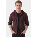 DeepSEA Kapüşonlu Cepli Slim Fit Likralı Kot Gömlek 2300396