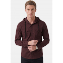 DeepSEA Kapüşonlu Cepli Slim Fit Likralı Kot Gömlek 2300396