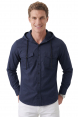 DeepSEA Kapüşonlu Cepli Slim Fit Likralı Kot Gömlek 2300396