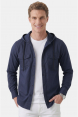 DeepSEA Kapüşonlu Cepli Slim Fit Likralı Kot Gömlek 2300396