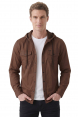 DeepSEA Kapüşonlu Cepli Slim Fit Likralı Kot Gömlek 2300396