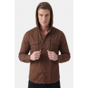 DeepSEA Kapüşonlu Cepli Slim Fit Likralı Kot Gömlek 2300396