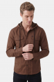 DeepSEA Kapüşonlu Cepli Slim Fit Likralı Kot Gömlek 2300396