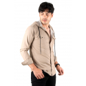 DeepSEA Kapüşonlu Cepli Slim Fit Likralı Kot Gömlek 2300396