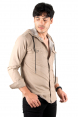 DeepSEA Kapüşonlu Cepli Slim Fit Likralı Kot Gömlek 2300396