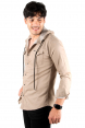 DeepSEA Kapüşonlu Cepli Slim Fit Likralı Kot Gömlek 2300396