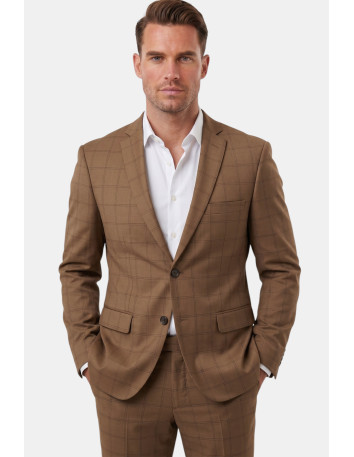 DeepSEA Kare Desenli Slim Fit Erkek Takım Elbise – Çift Düğme Çift Yırtmaç 2’li Takım 2300202 2