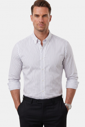 DeepSEA Slim Fit Likralı Kolay Ütülenebilir Gizli Düğmeli Erkek Gömlek 2602001 2