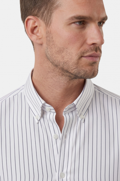 DeepSEA Slim Fit Likralı Kolay Ütülenebilir Gizli Düğmeli Erkek Gömlek 2602001
