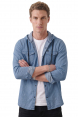 DeepSEA Kapüşonlu Cepli Slim Fit Likralı Kot Gömlek 2300396