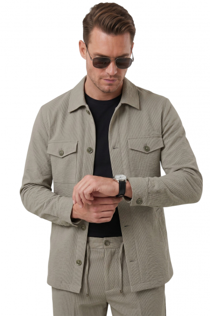 DeepSEA Kare Desenli Slim Fit Erkek Takım Elbise – Çift Düğme Çift Yırtmaç 2’li Takım 2604007