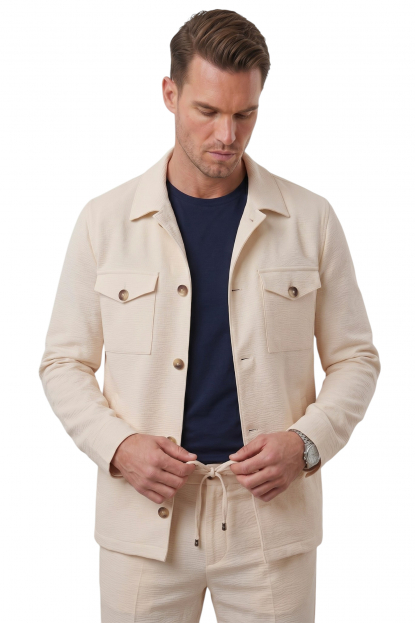DeepSEA Kare Desenli Slim Fit Erkek Takım Elbise – Çift Düğme Çift Yırtmaç 2’li Takım 2604007