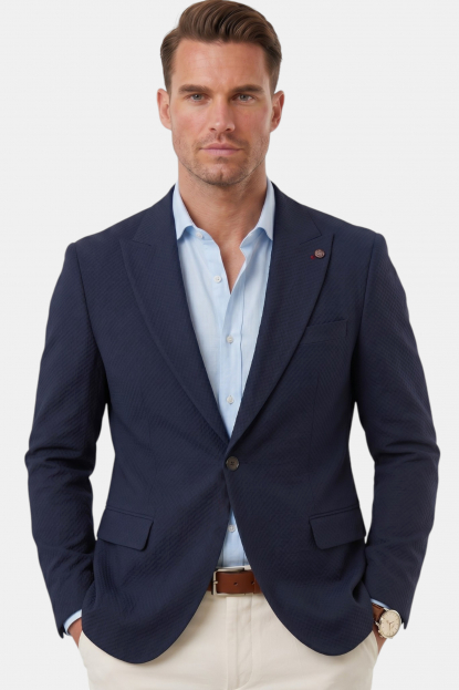 DeepSEA Dokulu Desenli İtalyan Kesim Blazer Ceket – Slim Fit Çift Düğme Ceket 2600776