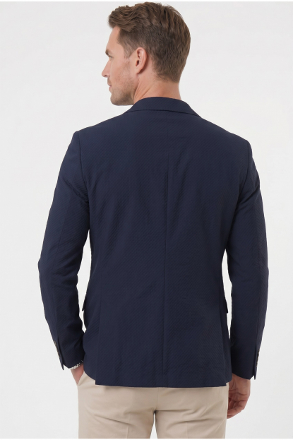 DeepSEA Dokulu Desenli İtalyan Kesim Blazer Ceket – Slim Fit Çift Düğme Ceket 2600776