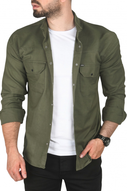 DeepSEA Slim Fit Dar Kesim Pamuklu Spor Gömlek Jakar Kumaş Likralı Gömlek 2500552