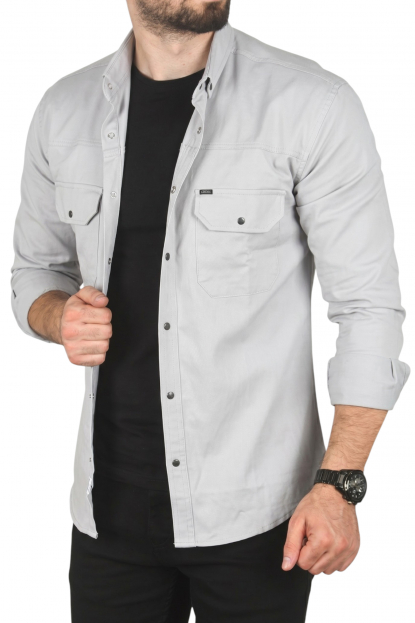 DeepSEA Slim Fit Dar Kesim Pamuklu Spor Gömlek Jakar Kumaş Likralı Gömlek 2500552