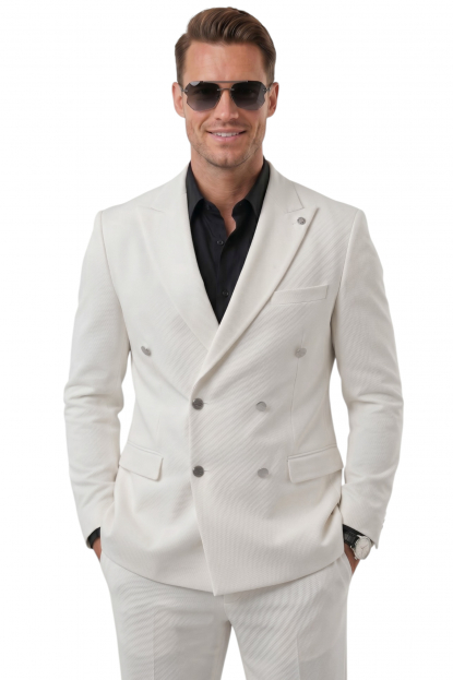 DeepSEA Slim Fit Gofre Dokulu Yazlık Spor Takım Elbise – Yarım Astarlı Likralı 2’li Kombin 2600820