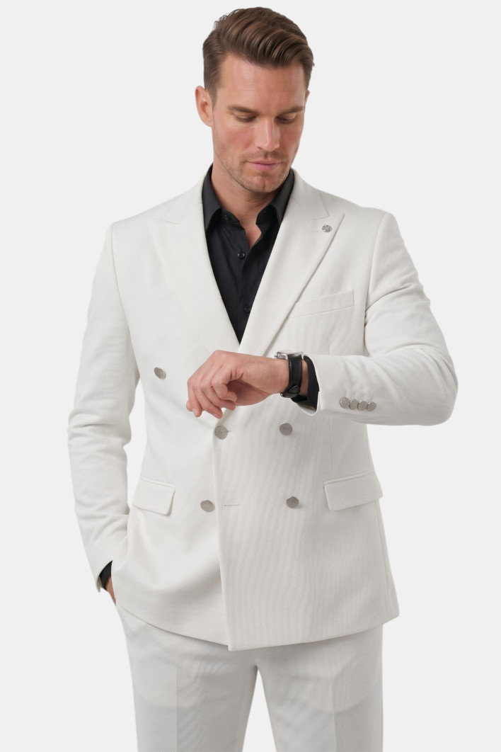 DeepSEA Slim Fit Gofre Dokulu Yazlık Spor Takım Elbise – Yarım Astarlı Likralı 2’li Kombin 2600820 2
