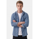 DeepSEA Kapüşonlu Cepli Slim Fit Likralı Kot Gömlek 2300396
