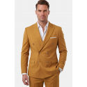 DeepSEA Slim Fit Kruvaze Takım Elbise Likralı Çizgili Dokulu Metal Düğmeli 2600643