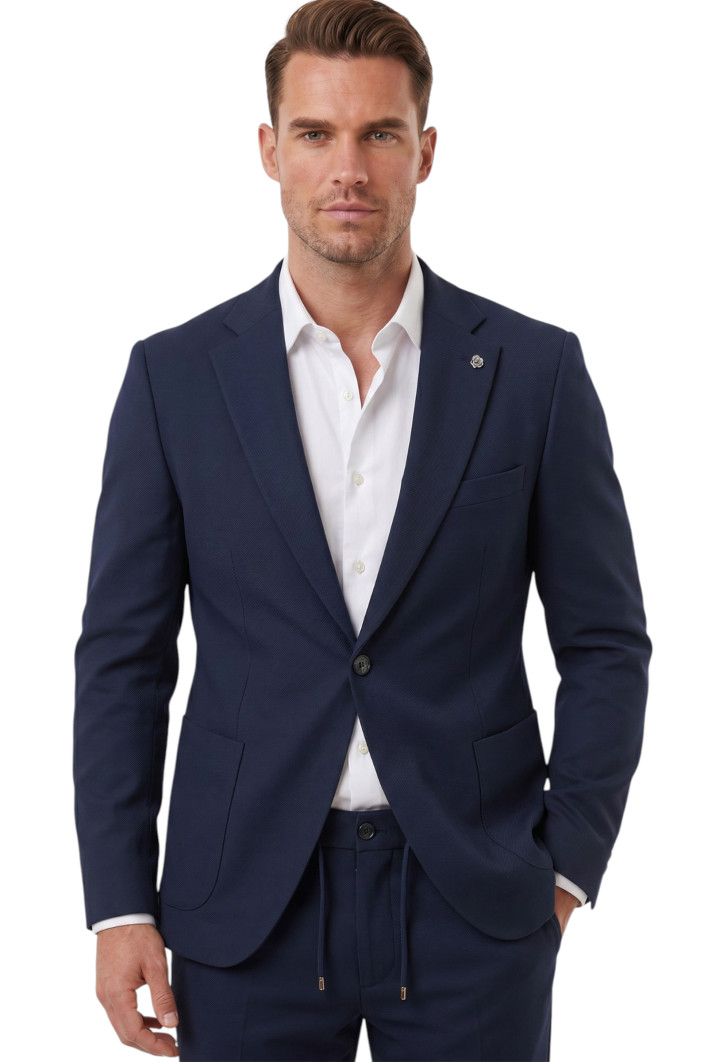DeepSEA Kare Desenli Slim Fit Erkek Takım Elbise – Çift Düğme Çift Yırtmaç 2’li Takım 2600821 2
