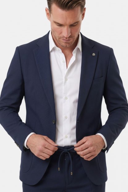 DeepSEA Kare Desenli Slim Fit Erkek Takım Elbise – Çift Düğme Çift Yırtmaç 2’li Takım 2600821