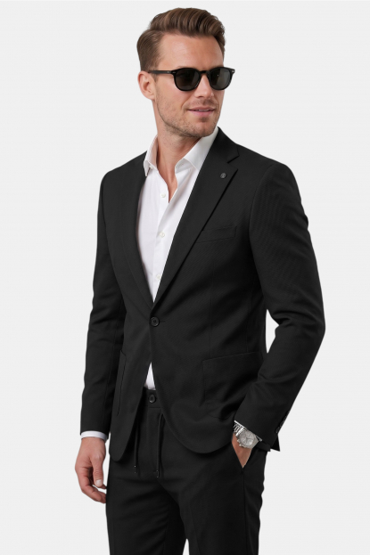 DeepSEA Kare Desenli Slim Fit Erkek Takım Elbise – Çift Düğme Çift Yırtmaç 2’li Takım 2600821