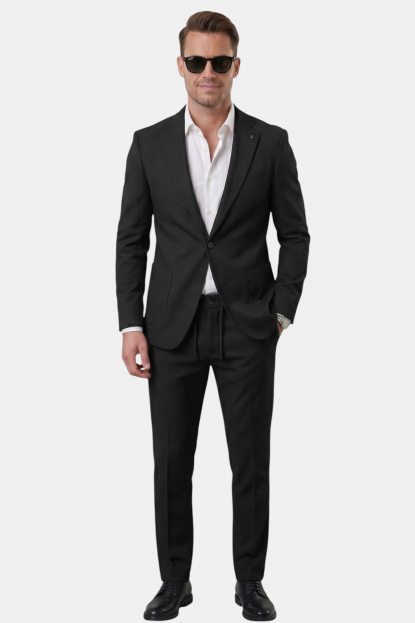 DeepSEA Kare Desenli Slim Fit Erkek Takım Elbise – Çift Düğme Çift Yırtmaç 2’li Takım 2600821