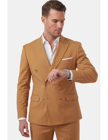 DeepSEA Slim Fit Kruvaze Takım Elbise Likralı Çizgili Dokulu Metal Düğmeli 2600643 2