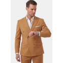 DeepSEA Slim Fit Kruvaze Takım Elbise Likralı Çizgili Dokulu Metal Düğmeli 2600643