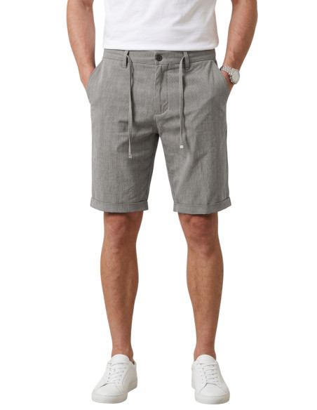 DeepSEA Slim Fit Likralı Çizgi Dokulu Beli Lastikli İpli Erkek Şort Kapri 2601743
