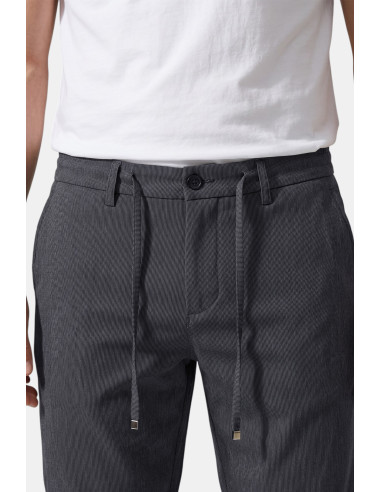 DeepSEA Slim Fit Likralı Çizgi Dokulu Beli Lastikli İpli Erkek Şort Kapri 2601743