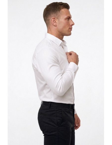 DeepSEA Slim Fit Likralı Kolay Ütülenebilir Gizli Düğmeli Erkek Gömlek 2602614
